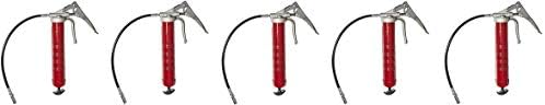 Alemite 555-E Pistol Grip Grease Gun, Develops up to 7,500 psi, Delivery 1 oz./30 Strokes, 16 oz. Bulk or 14 oz. Cartridge, with Flexible Extension, Dual Leverage, Volume or Pressure Mode (5-(Pack))
