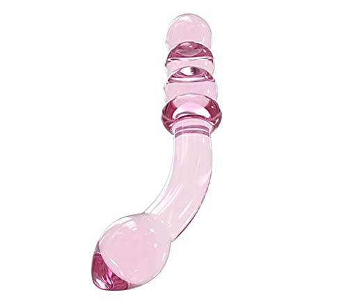 PleasureBox Sex Toy Sensual Glass Dildo Butt Plug Prostate Massager, 18 cm, Pink
