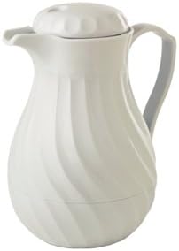 WIN-WARE Black or White Insulated Beverage Pot. Suitable for Tea and Coffee. Thermos Style Server / Dispenser / Pourer (White, 1.8Ltr/ 64oz capacity.)