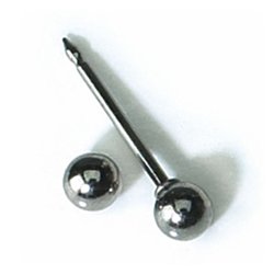 INVERNESS Medical Stainless Steel Basics Palladium Plate 3mm Ball Piercing Earrings 14C or 14E