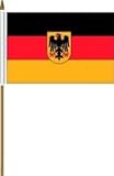 Germany Deutschland Eagle Small 4 X 6 Inch Mini Country Stick Flag Banner with 10 Inch Plastic Pole .. Great Quality Polyester ... New