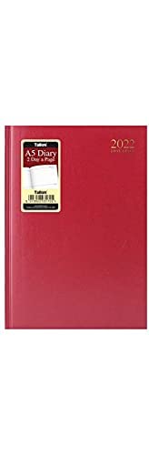 PaulStore 2026 A5 Hardback Day A Page Diary Saturday & Sunday Shared Page (Day A Page Red)