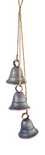 Melrose 3 Gray Decorative Hanging Bells on Rope Ornament