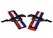 (Pair) Gloss Black Tri-bar Running Pony Horse Fender Side Emblem Badge for Ford Mustang