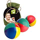 3 Juggling Balls, C E Tested, The Ultimate Juggling Set with an Online Video in a Burlap Bag - by Mister M