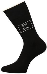 Best Man Luxury Black Cotton Wedding Socks Favour Gift Size 6 - 12