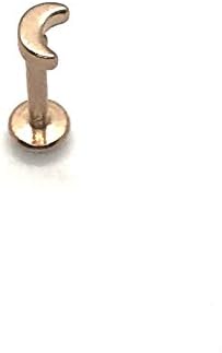 Tiny/Mini Moon Rose Gold Plain Internally Threaded Labret Tragus Monroe Stud Cartilage Ear 1.2mm 8mm