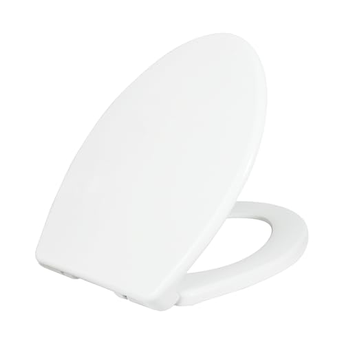 Luxe Bidet LUXE TS1008E Toilettensitz, länglich, bequeme Passform, mit Absenkautomatik, Quick-Release-Scharnieren, rutschfeste Stoßstangen (weiß), Elongated