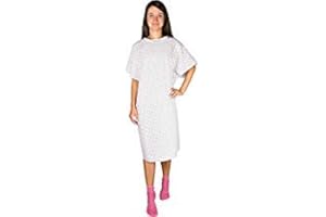 AMU Solutions 12 Pack - White Hospital Gown with Back Tie/Hospital Patient Robes with Ties - One Size Fits All - Wholesale, B