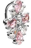 Body Accentz Belly Button Ring Navel Flower Cluster Reverse Body Jewelry Dangle 14 Gauge