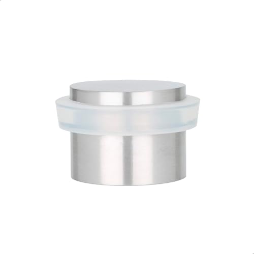 EVI Herrajes | Adhesive Door Stop | Ø24x20mm | Solid Stainless Steel - White Rubber Protection | Strong Adhesion | 100% Functional | Mod. I-163BAM