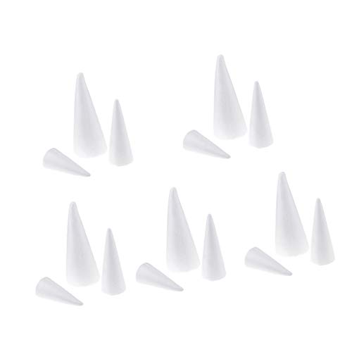 Baosity 15Pcs Cone Shaped Styrofoam Foam Ornaments for Handmade DIY Modelling Crafts