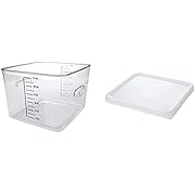 Rubbermaid Commercial Products, Plastic Space Saving Square Food Storage Container, 12 Quart, Clear &amp; Small Lid for 2, 4, 6, and 8 Qt. Plastic Space Saving Square Food Storage Container,White