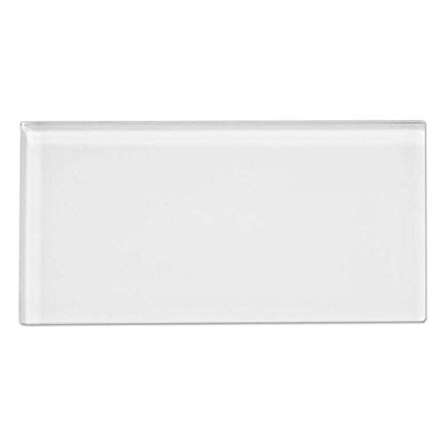 Diflart 3x6 Inch White Glass Subway Tiles Backsplash for Kitchen Bathroom Shower Pool Wall Pack of 40