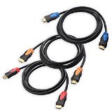 Cable Matters 3-Pack, Gold Plated High Speed HDMI Cable 6 Feet - Supports 3D & 4K Resolution
