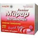 [3 Pack] Mapap Junior Strength 160mg Rapid Tabs® Meltaway Bubblegum Flavor 24 CT [3 PACK=72CT] *Compare to Junior Strength Tylenol Meltaways and Save!*