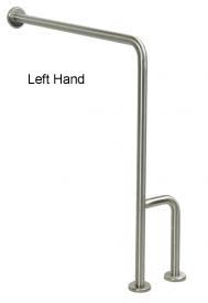 Lifeline Wall to Floor Grab Bar with Outrigger - 1.5 Inch Diameter | Left Hand | Stainless Steel | 30 x 33 Inch