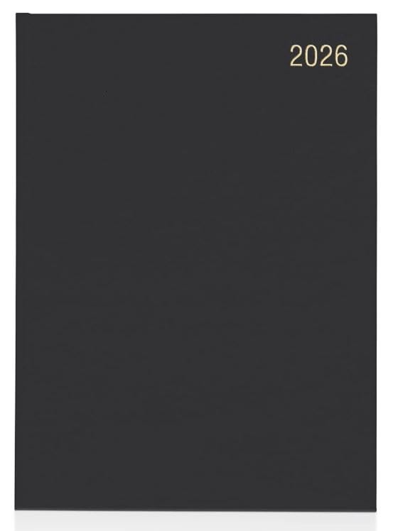 Top Sale 2026 A4 Week To View Diary with Hard Cover and Matching Ribbon - Black