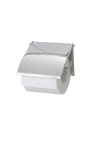 Wenko 18265100 Toilet roll holder Cover closed design, Metal Steel, 13.5 x 12 x 2.5 cm, Chrome