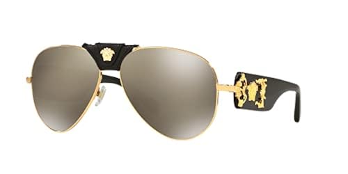 Versace Man Sunglasses Gold Frame, Light Brown Mirror Dark Gold