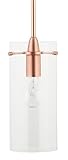 Effimero Large Stem Hung Clear Glass Contemporary Pendant Light. Copper Fixture with Adjustable Hanging Height. Industrial Edison Modern Style. UL Listed, Linea di Liara LL-P315-CU