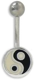 Ying Yang Logo Belly Button Ring 14G