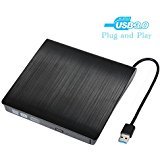 External CD Drive, MMUSC USB 3.0 CD/DVD-RW Drive, Slim High Speed CD Player Burner for Macbook Air Pro /Air/ iMac and Laptop Desktops Support Windows/ Vista/7/8.1/10, Mac OSX (Black)
