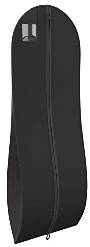 Gusseted Bride Gown Garment Bag for Women’s Bridal Wedding Dresses - Travel Folding Loop, ID Window - 72” x 24” with 10” Tapered Gusset – Black and White - by Your Bags - Thumbnail 3