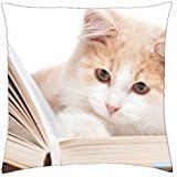 Bookish Cat - Throw Pillow Cover Case (18