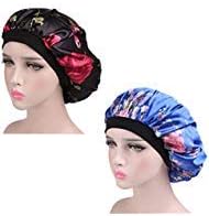 2 Pack Satin Bonnet for Women Girls, Wide Band Satin Bonnet Cap, Hair Bonnet-Premium Sleep Caps for Women Curly Hair