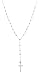 Sterling Silver 3mm 18 Inch Beaded Rosary Necklace with Dangling Cross (I-1515)