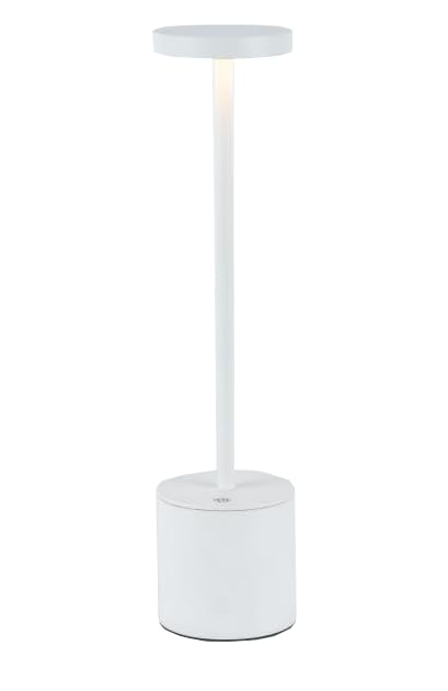 TEKLED® Sleek Portable Column Table Lamp 3 Lighting Colors Brightness | Dimmable Decorative LED with Touch Control |1800 mAh, USB Rechargeable Desk Lamp| for Bedroom, Living Room, Cafe, Bar - White