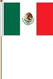 Mexico Large 12 X 18 Inch Country Stick Flag Banner on a 2 Foot Wooden Stick .. Great Quality Polyester ... New