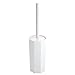 mDesign Modern Octangular Compact Freestanding Plastic Toilet Bowl Brush and Holder for Bathroom Storage and Organization - Space Saving, Sturdy, Deep Cleaning, Covered Brush - White