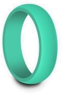 Comfort Band - Women's Silicone Wedding Band - Rubber Ring for Yoga, Crossfit, Weight Lifting, Training, Exercise, Fitness - Medical Grade (Turquoise, 8/8.5)