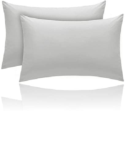 Kanak Pillowcase 2 pack Polycotton Pillow case cover 50x75cm - Grey Plain Dyed Housewife Pillowcases with Envelope Closure