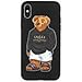 Stylish Bear Custom Fashion Protective Flexible Case/Cover/Skin Leather Finish for iPhone (Black Bear, iPhone 7+/8+)