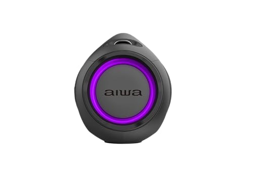 Aiwa Bocina Portátil AWS244BT Boombox con conectividad Bluetooth y diseño Compacto Waterproof en Color Negro, Compatible con 110V y 230V para Uso portátil y Boombox AWS244BT
