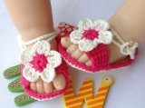 MKPLY Baby Newborn Infant Girls Crochet Knit Rose White Socks Crib Casual Shoes Prewalker 0-12M