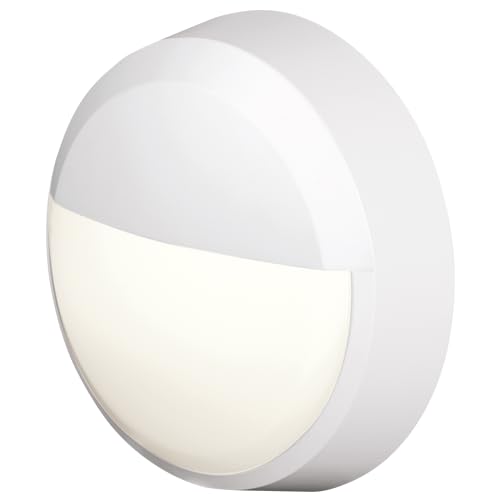 4lite Pylus Outdoor Round Eyelid Wall Light (White) 660lm Bulkhead IP54 LED Integrated Exterior Light - 4L2/3219-4Yr Guarantee