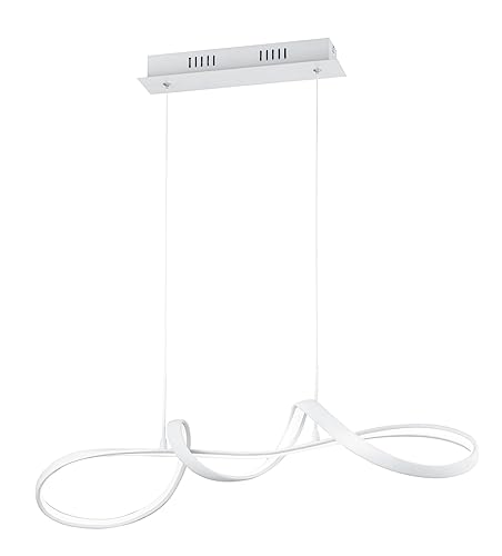 Reality Leuchten LED Pendelleuchte Perugia R37091131, Metall Weiss matt, inkl. 37 Watt LED, Switch Dimmer