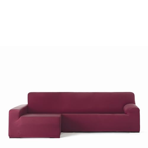 Eysa Bi-elastische bankhoes voor chaise longue, met lange arm aan de linkerkant, kleur: bordeaux, design Harlem