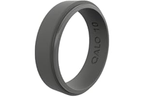 QALO Men & Women's Rubber Silicone Ring, Narrow Polished Step Edge Rubber Wedding Band, Breathable, Durable Unisex Engagement Silicone Ring, Multi Colors