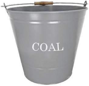 Manor Coal Bucket Grey Metal Holder Ash Fireplace Storage New