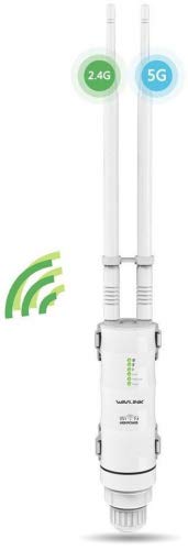 MECO Wifi Répéteur Extérieur et Intérieur, Wireless Outdoor Point d\'accès, Portée Atteint à 1 km, 802,11b/g/n AC600, Bi-bande 2,4GHz et 5GHz
