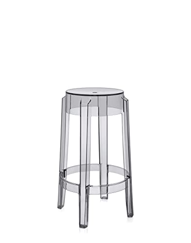 Kartell 4898/P9 Charles Ghost Chairs, Height 65 cm, Grey, Pack of 2