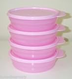 Tupperware Impressions Cereal Bowls Microwave Set of 4 Light Pink