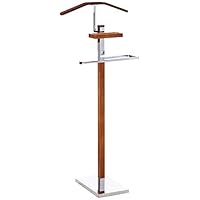 Alek...Shop Executive Suit Stand Valet Rack Hanger Clothes Organizer Men Coat Butler Style Chrome/Tabacco Modern Wood & Metal