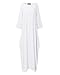Celmia Women's 3/4 Sleeve Round Neck Solid Loose Long Maxi Dress Cotton Gown with Side Pockets Off White L