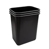 Highmark Office Depot Wastebaskets, 7 Gallons, 17 3/4in.H x 14 1/2in.W x 10 1/2in.D, Black, Pack Of 3, WB0186